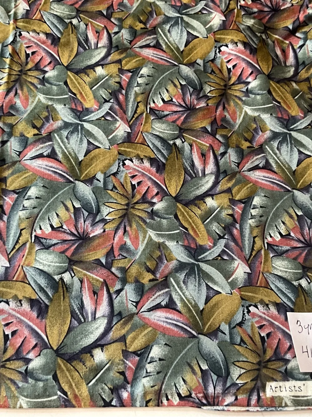 Quilting Sewing Craft Fabric Artists Collection For Kings Road Leaves Gold Green